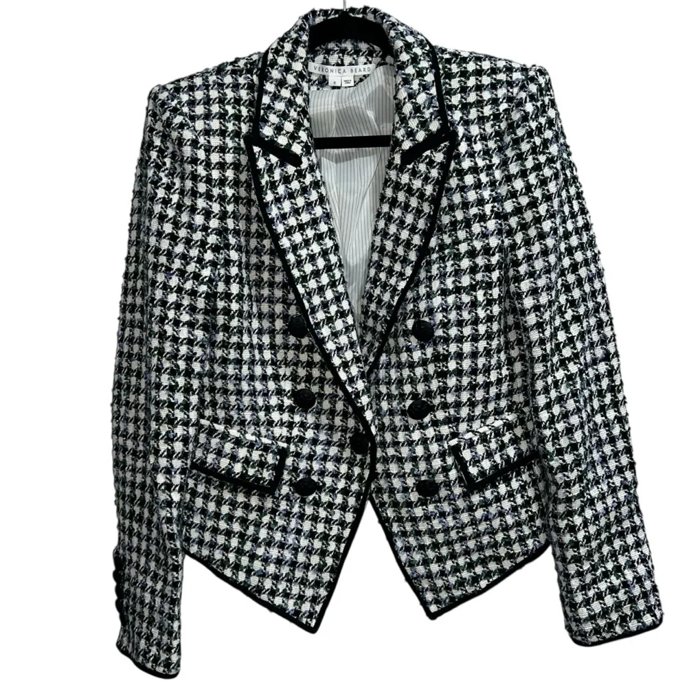 Veronica Beard Diego Double Breasted Dickey Blazer Blue/Pinegrove Multi Tweed